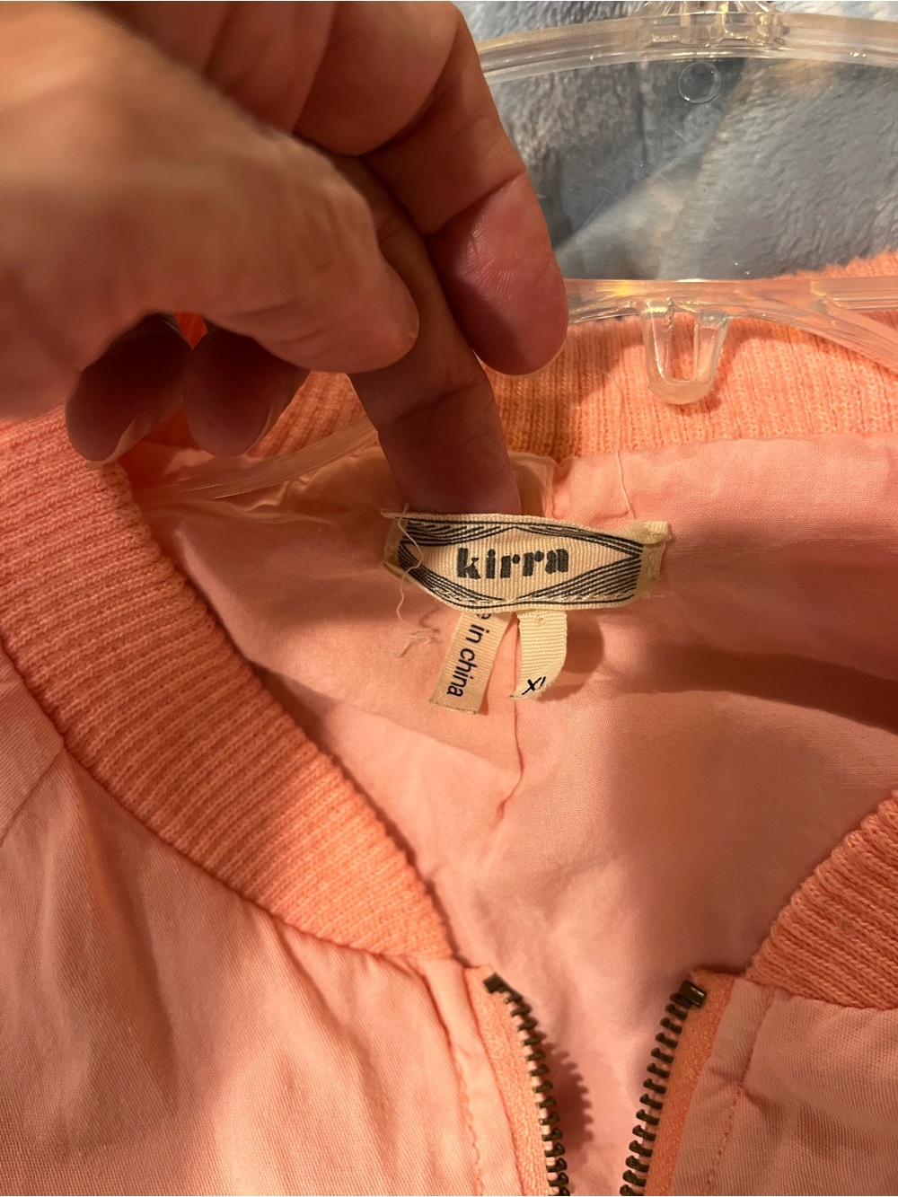 Kirra Light Pink Bomber Jacket with knit Trim size XL - Picture 4 of 13